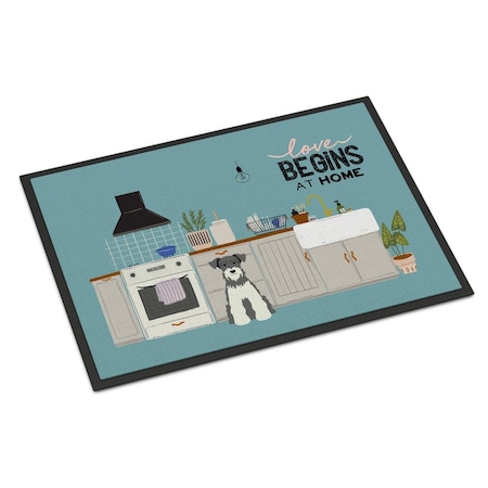 Carolines Treasures 18 x 27 in. Salt & Pepper Miniature Schnauzer Kitchen Scene Indoor or Outdoor Mat CA72950